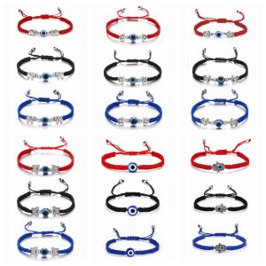 Bracelets pour les yeux maléfiques à la main Protection réglable rouge Black Blue String Elephant Turtle Breded Bangle Strand Set for Women Girls