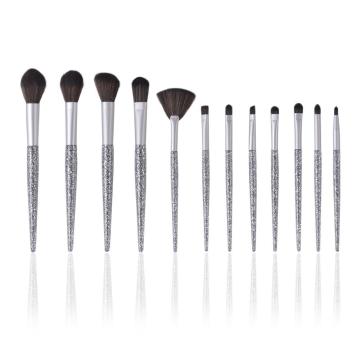 Sliver Plastic Handle Makeup Brush Set of 12PCS
