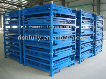 Collapsible Stackable heavy duty warehouse storage cage , Roll cage