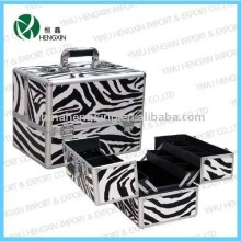 zebra beauty case with plastic inner trays