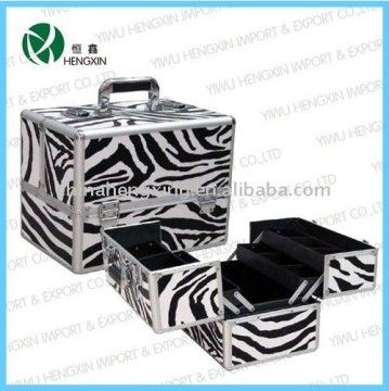 zebra beauty case with plastic inner trays