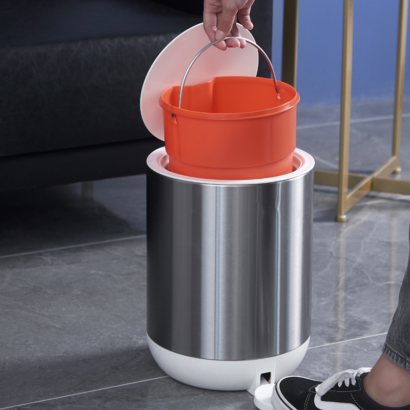 Stainless steel trash can