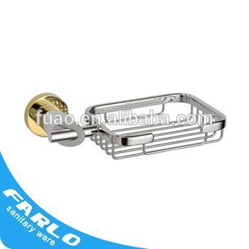 FUAO Chrome plated solid brass iron wire soap basket