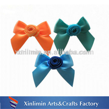 High quality handmade colorful pre-tied polyester satin ribbon bow