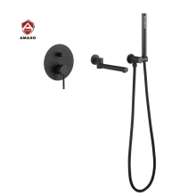 2025 Kaiping Black Brass Basin Bathtub Shower Faucet with Concealed Control Valve