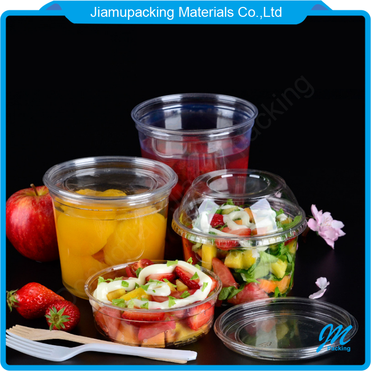 Disposable clear pet pp plastic split twin drinking cup with lid for fruit juice packaging