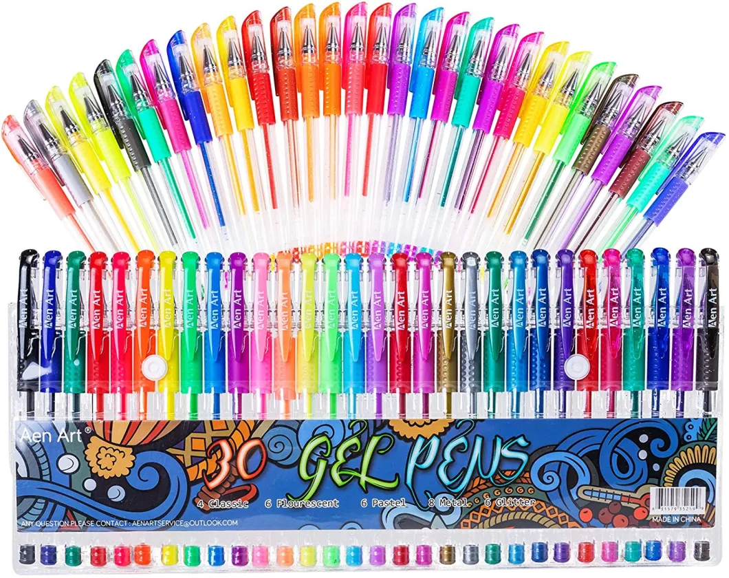 Adult Coloring Books Colored Pen with 40% More Ink for Drawing, Doodling Crafts Scrapbooks Bullet Journaling 30 Colors Gel Marker Gel Pens