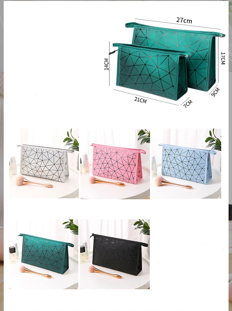 Diamond Grid PU Leather Cosmetic Bag Travel Toiletry Bag Cosmetic Storage Bag Makeup Bags