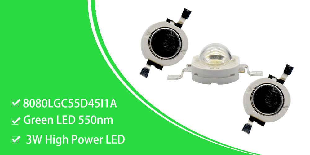 8080LGC55D45I1A Yellow Green 550nm High Power LED SMD 3W