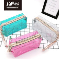 Popular simple color embroidery partysu pu pencil case