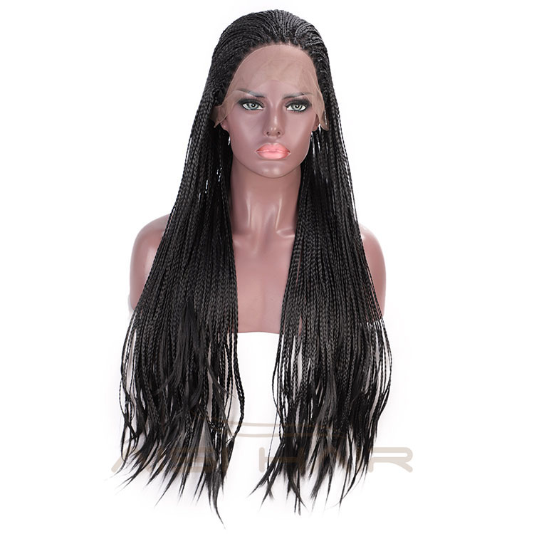 Aisi Hair Synthetic Braided Long Lace Front Wigs Natural Black Plaited Lace Front Wigs For Black Women Cosplay Wigs