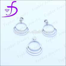 hot-sell silver rhodium set cubic zirconia jewelry silver set