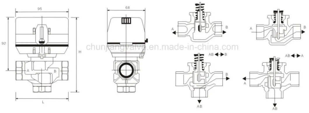 Brass Three-Wire Switch Type Electric Valve (CJ228)