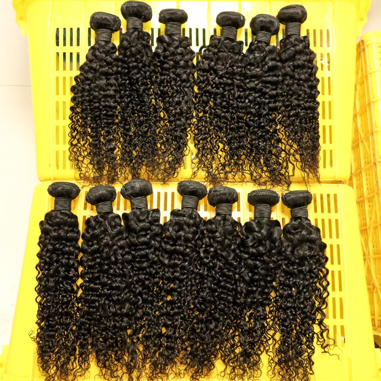 kinky curly ready to ship wholesale price Human Hair natural black Human Hair Bundles With Closure for black woman