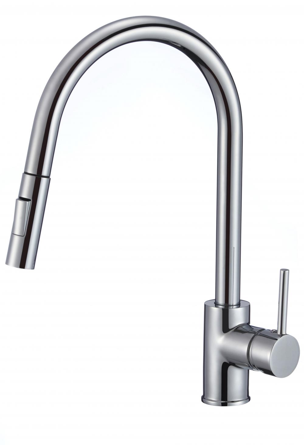 Round Brass Pull-out Single Handle Kitchen Faucet