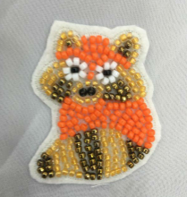 Rhinestone bead fox embroidery patch