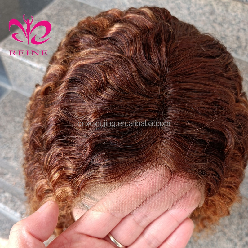 Good Short Full Lace Bob Human Hair Wigs 4*4 Closure Highlight Colored Curly Bob Wigs  For Black Women Hot sale products
