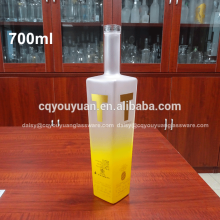 wholesale beautiful-decaled frosting gold glass bottle 700ml