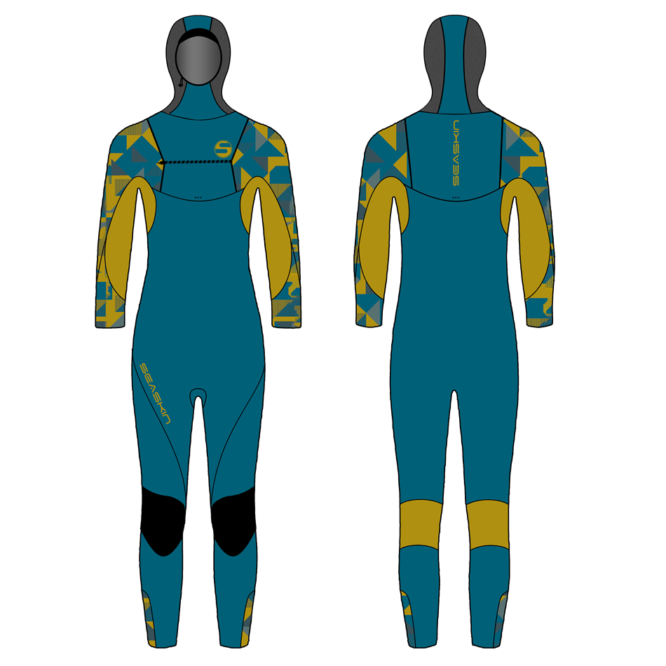 Seaskin Boys Hooded Chest Zip Full Suit Wetsuits