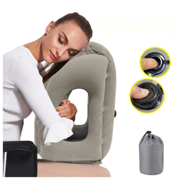 High Quality Flocking Inflatable Flight Travel Head Rest Pillow