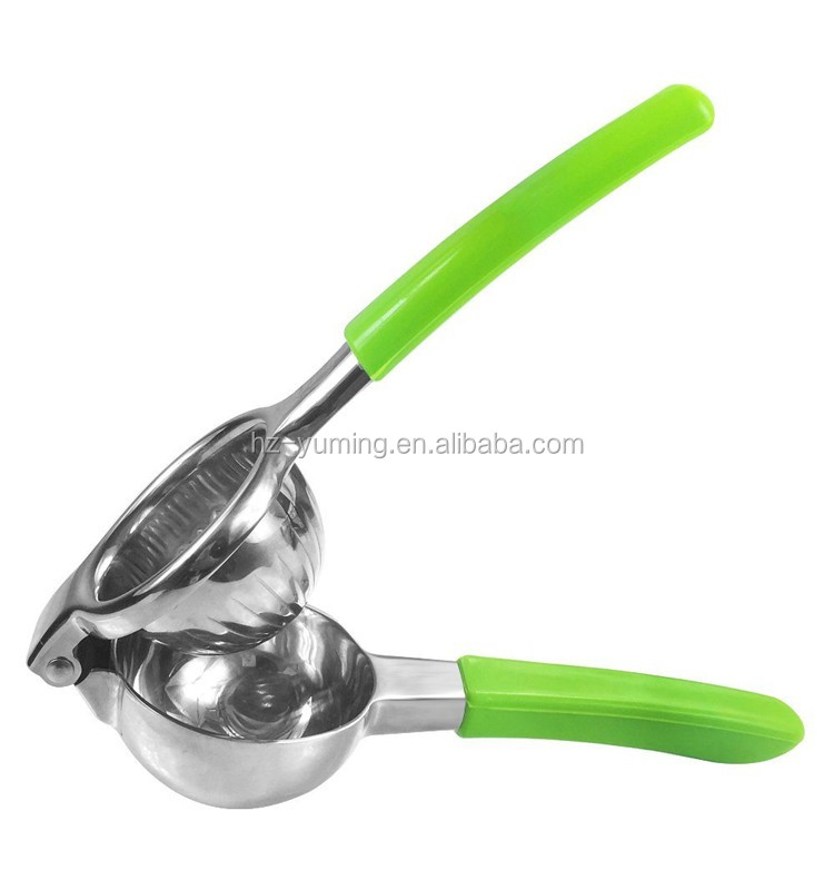 Factory Wholesale custom Logo Manual Citrus Press Juicer Silicone Handles Heavy Duty Metal Stainless Steel Lemon Squeezer