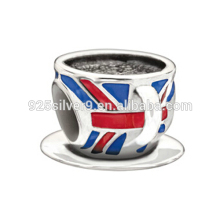 British Cuppa Enamel 925 Sterling Silver Beads & Charms