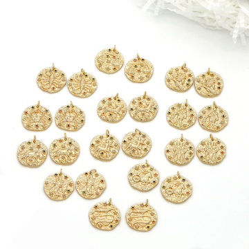 Factory Wholesale 14K Gold Plated 12 Zodiac Charms