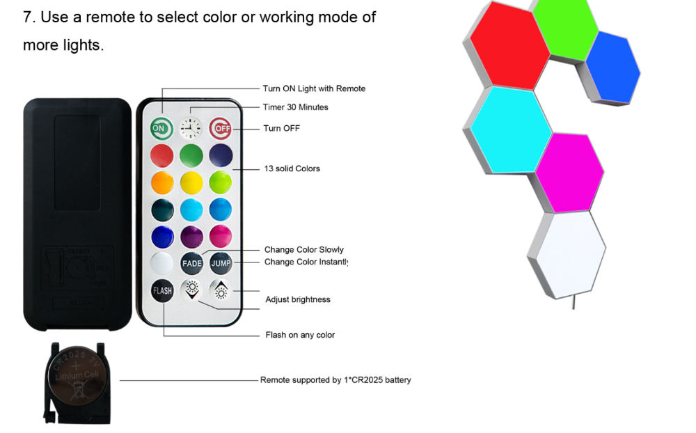 high-quality geometry light fixture diy assembling quantum rgb led hexagon panel light