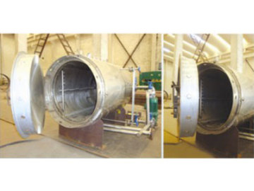 Horizontal powder grain sterilizing pot device