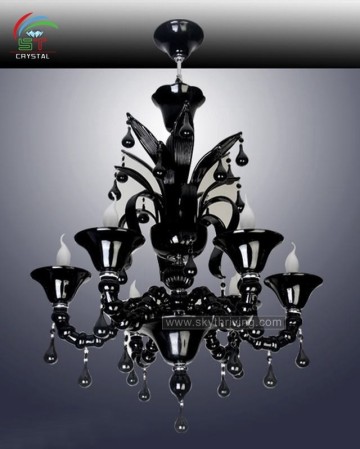 hand made black glass pendant lamp