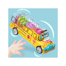 Visible Colored Mechanical Battery Operated Race Toy: Transparent Toy Car Plastic Electric Bus
