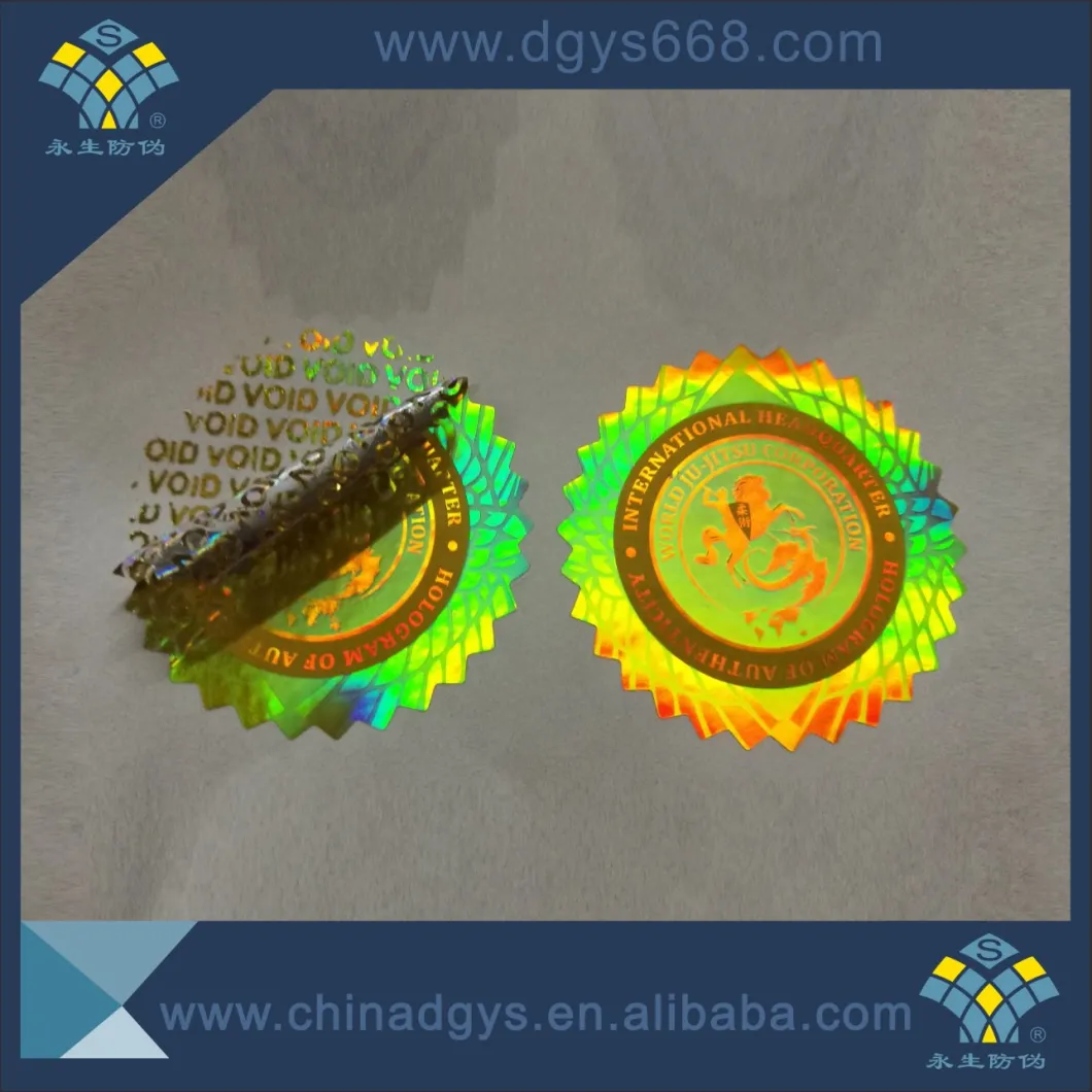 Customized Tamper Evident Void Residue Hologram Sticker with Serial Number