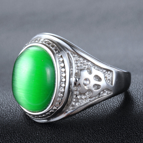 Green agate stone ring