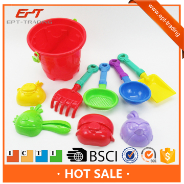 Plastic beach buckets and spades sand beach toy set 9pcs