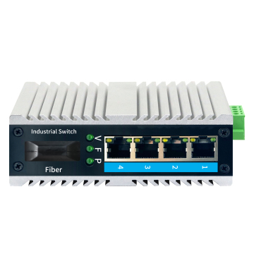 Unmanaged Industrial Ethernet Switch: 1 Optical + 4 Electrical Ports, POE, QoS, SNMP, LACP