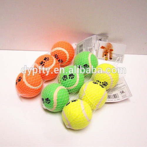 63mm yellow tennis ball pet toy with custom logo printing