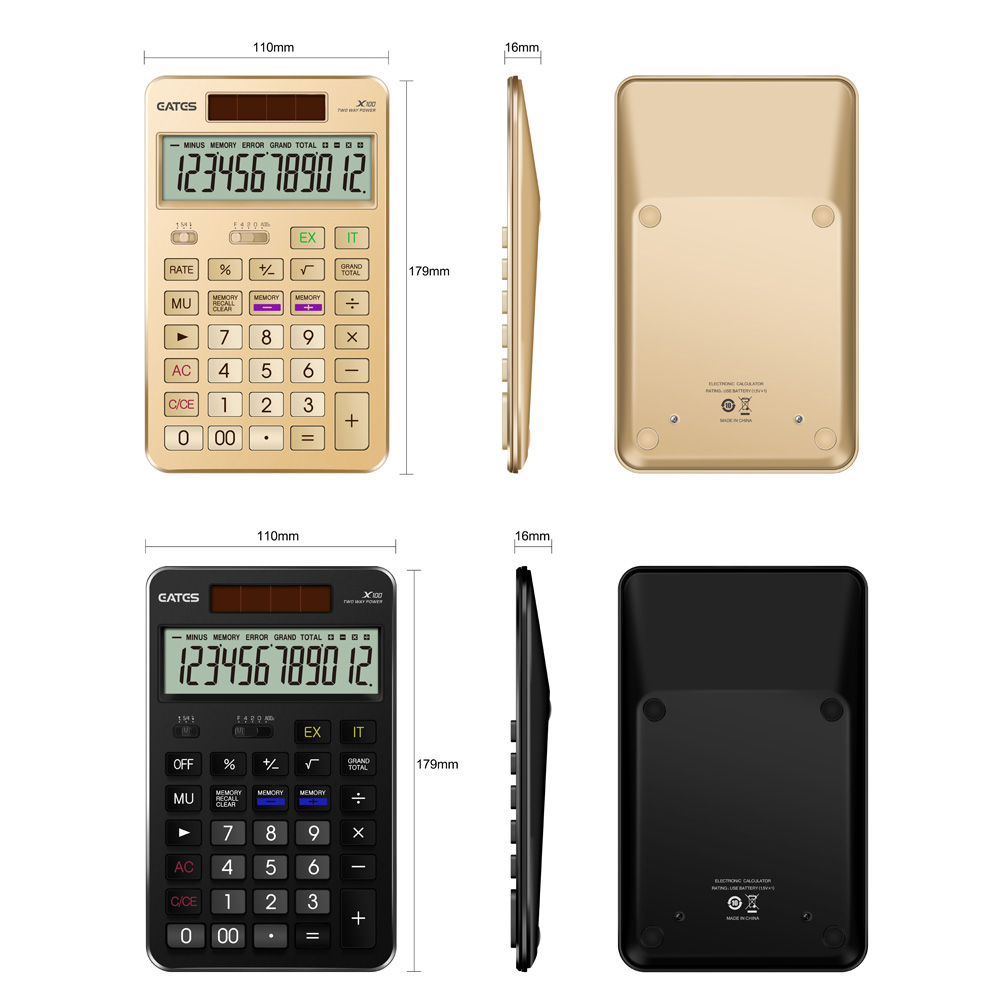 New Design 12 Digits Laser Engraving OEM LOGO Aluminum Calculator Gift Calculator