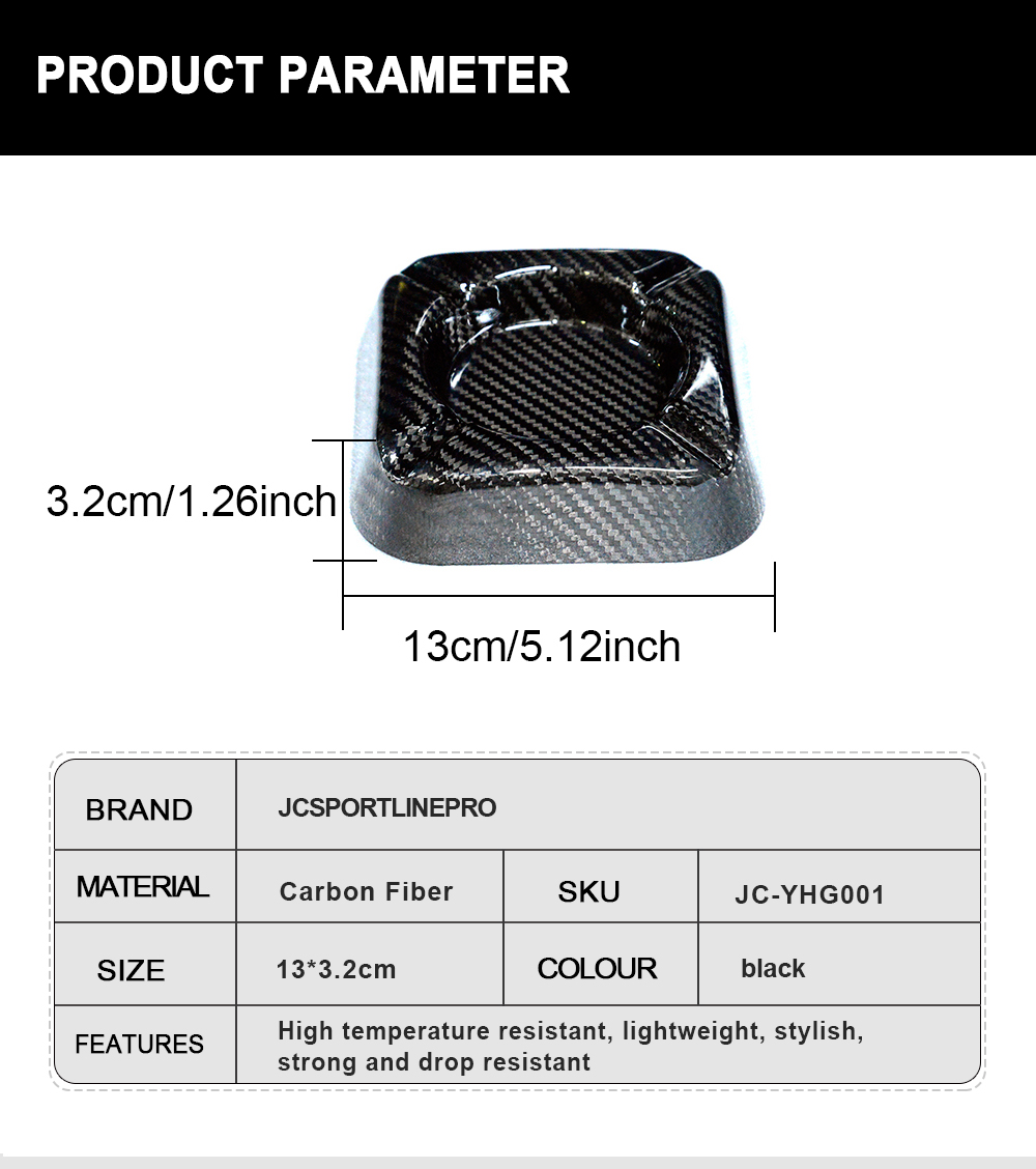 2021 Luxury Gift Accessories Dry Carbon Fiber Cigar Ashtray Pocket Square Custom Logo