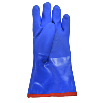 Blue PVC Coated glove cotton linning cashmere