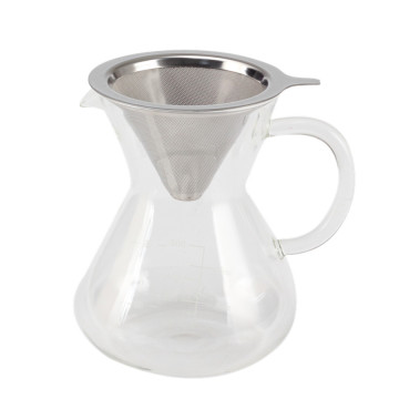 Cafeteira de vidro HandDrip com filtro de aço inoxidável