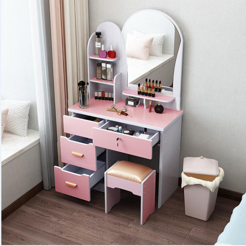 Wooden Mirrored Dresser Vanity Makeup Dressing Table