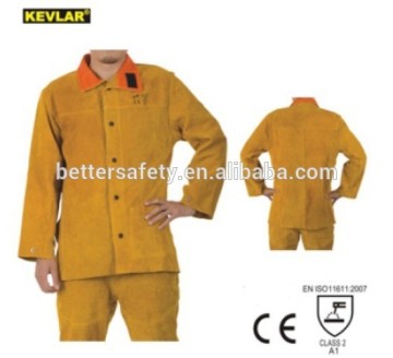 Super Mens Golden Split cowhide Leather Welding Jacket