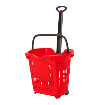 New PP plastic trolley baskets with 2 wheels