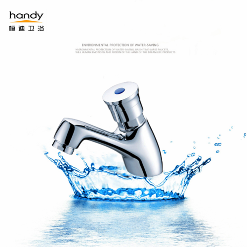 Hand Press Self Closing Delay Action Pillar Faucet