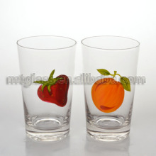 Fruit decorated drinking glass tumblers