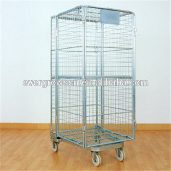 ISO certificated wire mesh steel roll container steel trolley