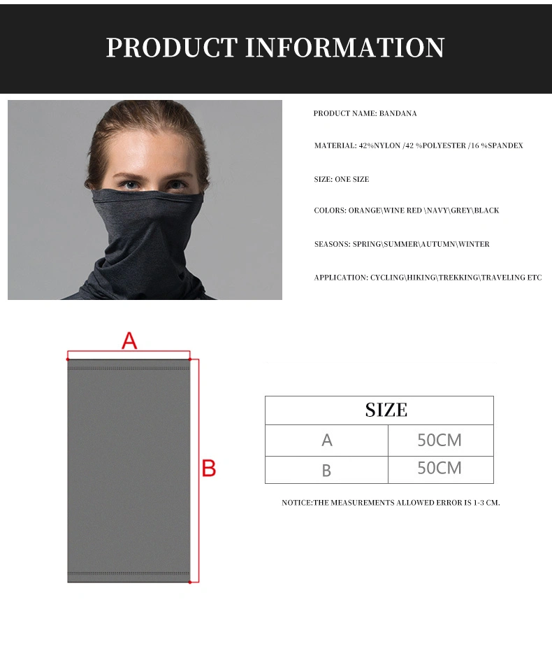 Custom Logo Seamless Headwear Multifunctional Face Mask Pm2.5 Tubu Bandana with Filter Membrane Inside