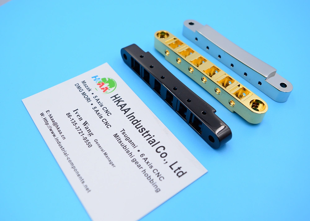 China Customized CNC Machining Black Nickel Brass Electric Guitar Bridge