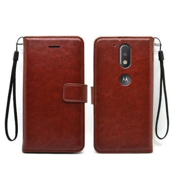 luxury leather flip cover for motorola moto g4 play case