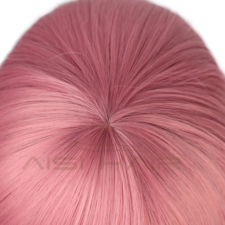 Aisi Hair Wholesale Top Quality Short Bob Pink Wig With Neat Bangs Synthetic Short Curly Wave Wigs For Black Women